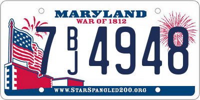 MD license plate 7BJ4948