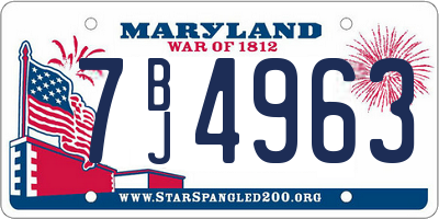 MD license plate 7BJ4963