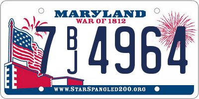 MD license plate 7BJ4964