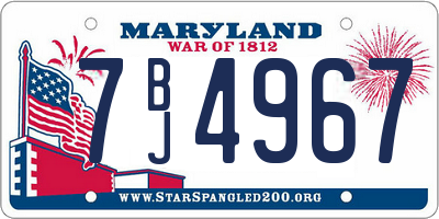 MD license plate 7BJ4967