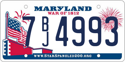MD license plate 7BJ4993