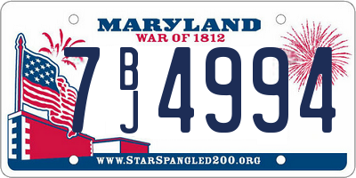 MD license plate 7BJ4994