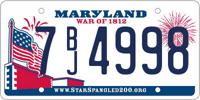 MD license plate 7BJ4998