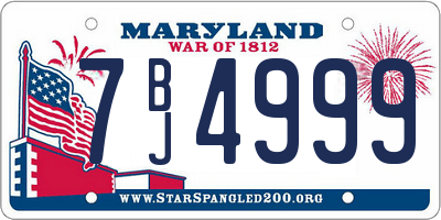 MD license plate 7BJ4999