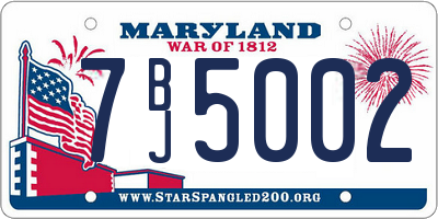 MD license plate 7BJ5002