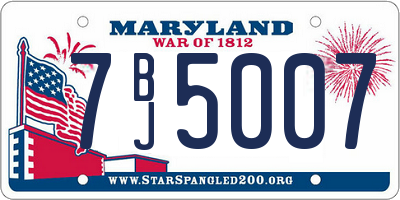 MD license plate 7BJ5007