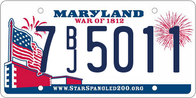 MD license plate 7BJ5011
