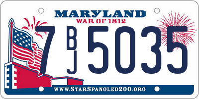 MD license plate 7BJ5035