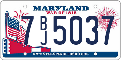 MD license plate 7BJ5037