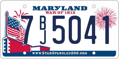 MD license plate 7BJ5041