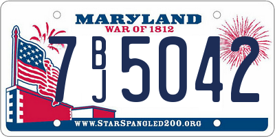 MD license plate 7BJ5042