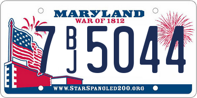 MD license plate 7BJ5044