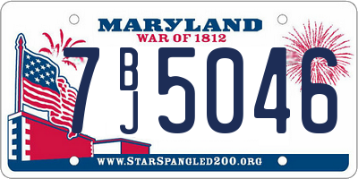 MD license plate 7BJ5046