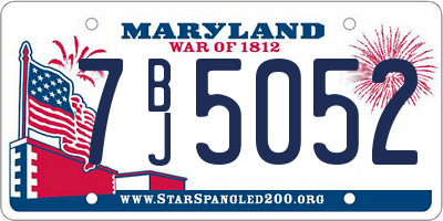 MD license plate 7BJ5052