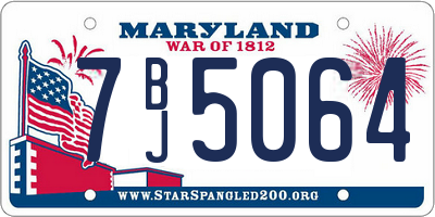 MD license plate 7BJ5064