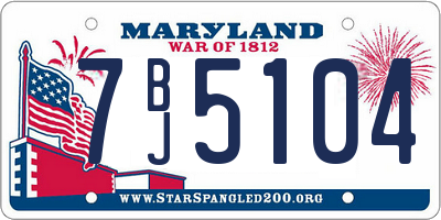 MD license plate 7BJ5104