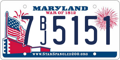 MD license plate 7BJ5151
