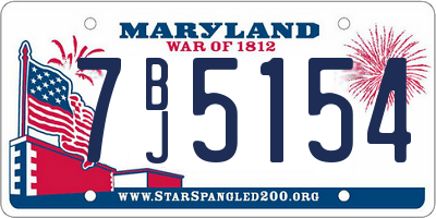MD license plate 7BJ5154