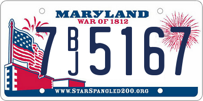 MD license plate 7BJ5167