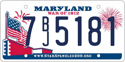 MD license plate 7BJ5181