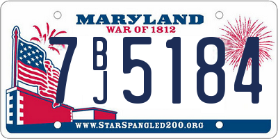 MD license plate 7BJ5184