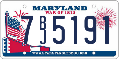 MD license plate 7BJ5191