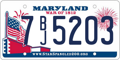 MD license plate 7BJ5203
