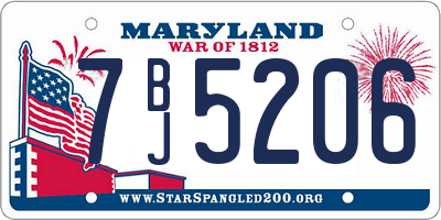 MD license plate 7BJ5206