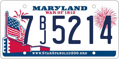 MD license plate 7BJ5214