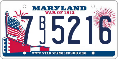MD license plate 7BJ5216