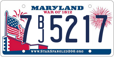 MD license plate 7BJ5217