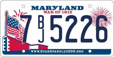 MD license plate 7BJ5226
