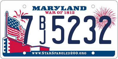 MD license plate 7BJ5232
