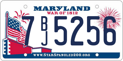 MD license plate 7BJ5256