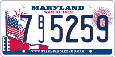 MD license plate 7BJ5259