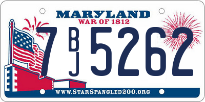 MD license plate 7BJ5262