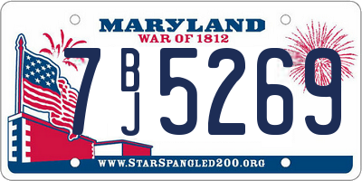 MD license plate 7BJ5269