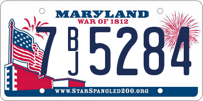 MD license plate 7BJ5284