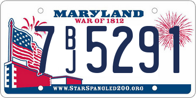 MD license plate 7BJ5291