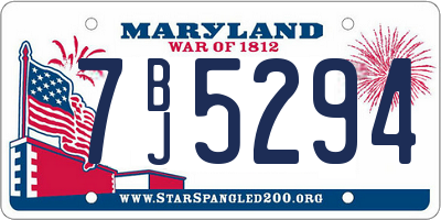 MD license plate 7BJ5294