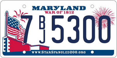 MD license plate 7BJ5300