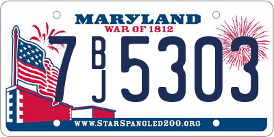 MD license plate 7BJ5303
