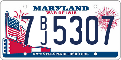 MD license plate 7BJ5307