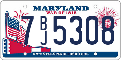 MD license plate 7BJ5308