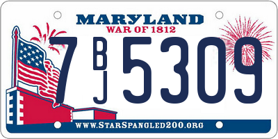 MD license plate 7BJ5309