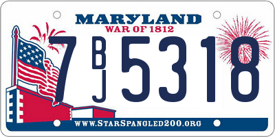 MD license plate 7BJ5318