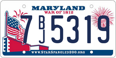 MD license plate 7BJ5319