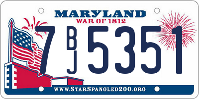 MD license plate 7BJ5351