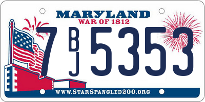 MD license plate 7BJ5353