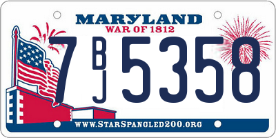 MD license plate 7BJ5358